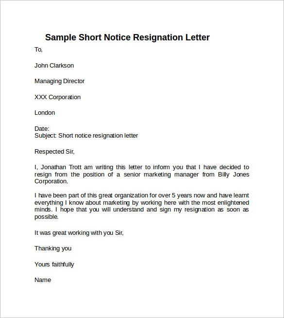 2 Month Notice Resignation Letter Samples 2 Common
