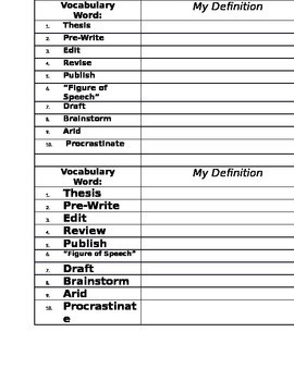 template for vocabulary list
 Vocabulary List Template by Metta | Teachers Pay Teachers - template for vocabulary list