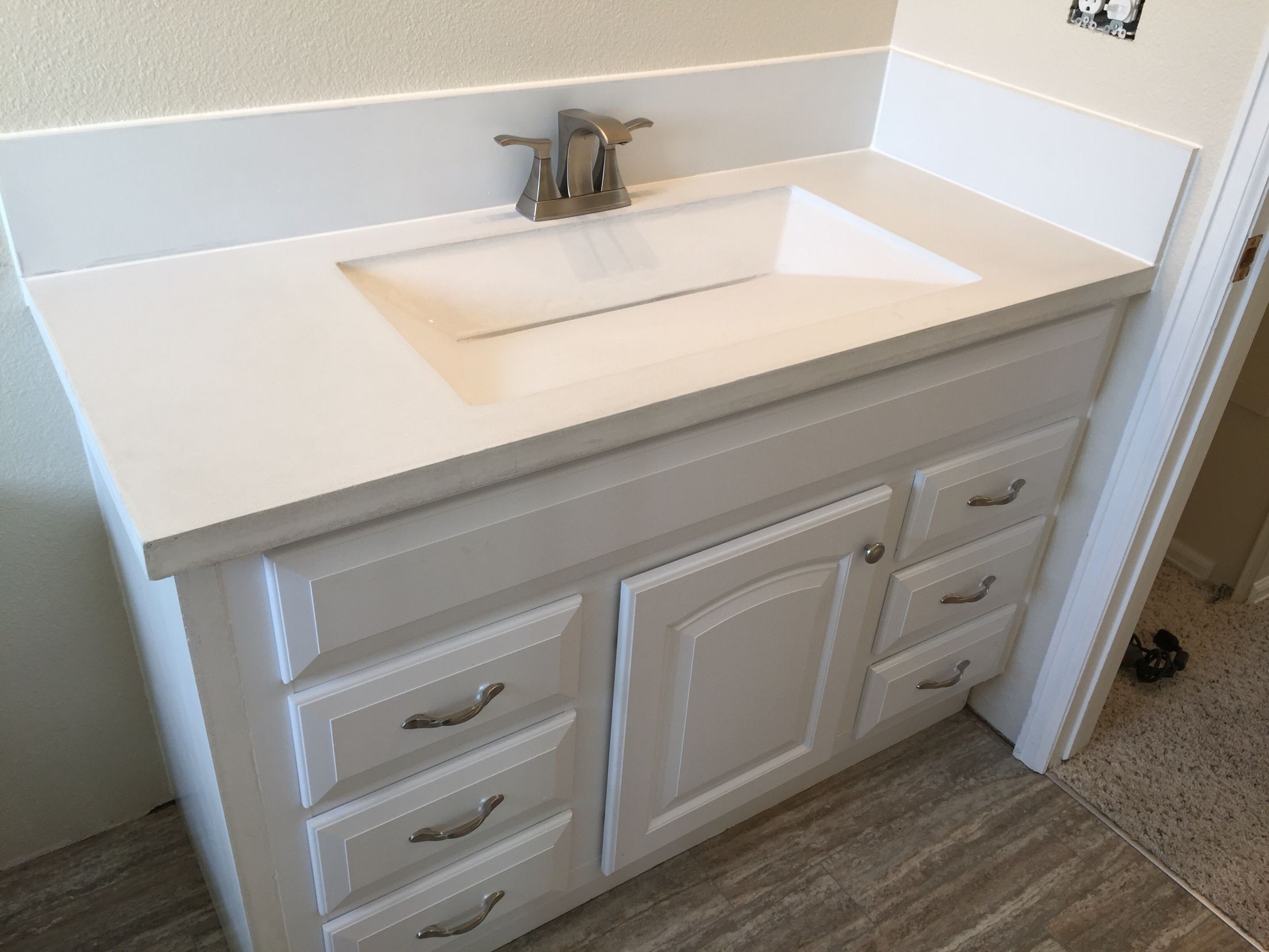 bathroom worktop with integrated sink