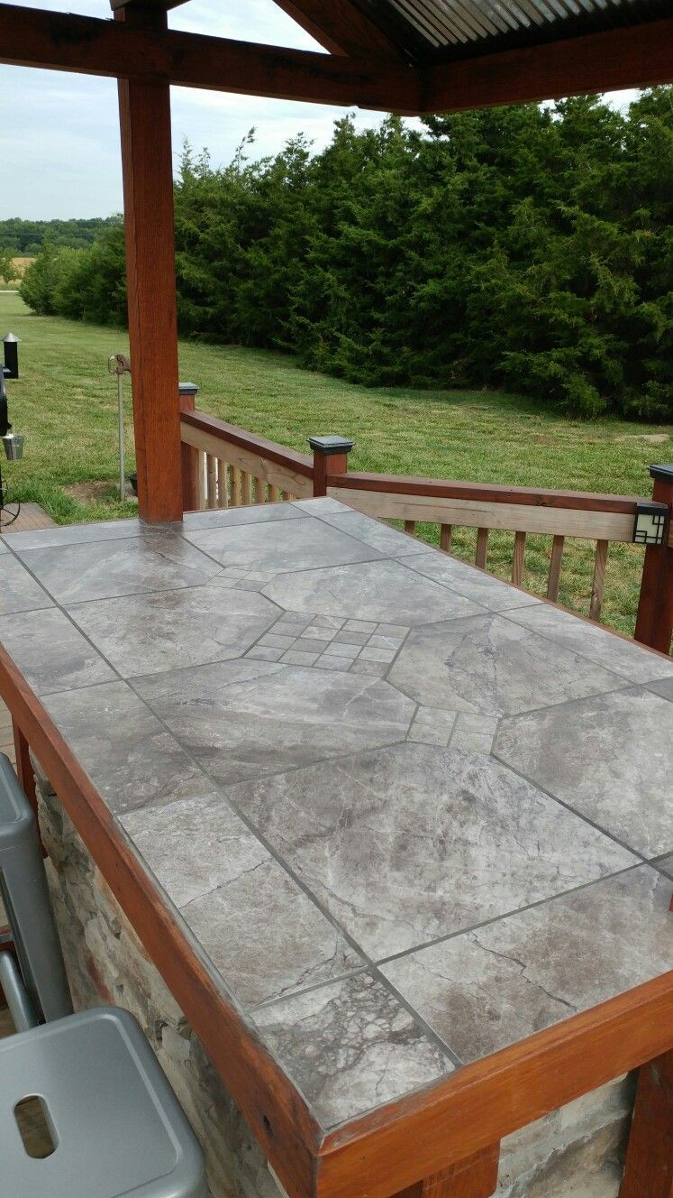 bar countertop tile
 Outside bar top tile | Outdoor countertop, Diy outdoor bar ..